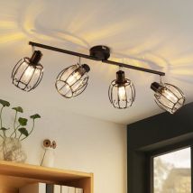 Plafonnier Vintage Spot de plafond 3flammes - Lampe de plafond Abat-jour en cristal Retro Spot Industriel E14 Noir 350°Rotatif Lampe de couloir pour