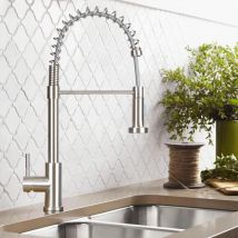 ZMH Robinet de cuisine haute pression Robinet de cuisine - Robinet avec douchette Mélangeur extensible en acier Inox pivotant à 360° Robinet d'évier