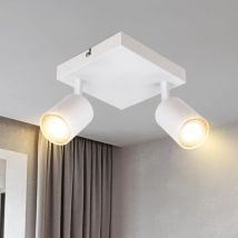 Spot de Plafond led Plafonnier 2 Ampoules - Plafonnier Blanc Spots de Plafond GU10 Carré Pivotant 350° Spots Modernes pour Couloir, Salon, Chambre,