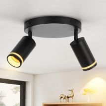 Spot de Plafond Noir 2 Ampoules Lampe de Couloir Plafonnier Moderne Spot GU10 Spots Pivotant Plafonnier Intérieur en Métal Spots de Plafond pour