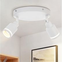 Spot de Plafond Plafonnier Moderne 2 Ampoules : Spots de Plafond Pivotants Spot de Plafond GU10 Spot Mural en Métal Blanc pour Couloir Cuisine Bureau