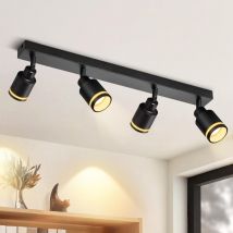 Spot de Plafond Plafonnier Noir Moderne: 4 Ampoules Spots de Plafond Pivotants Lampe de Cuisine Lampe de Couloir en Métal Lampe de Plafond GU10 Spot