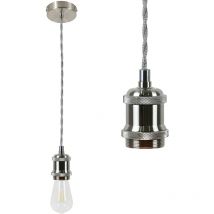 Suspension de lampe vintage E27 chromée avec câble de 1,3 m - Edison industriel avec baldaquin, balançoire singe en cuivre - Idéale pour salon, salle