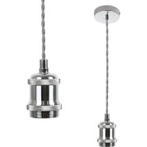 Suspension de lampe vintage E27 chromée avec câble de 1,3 m - Edison industriel avec baldaquin, balançoire singe en cuivre - Idéale pour salon, salle