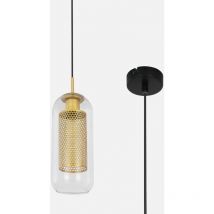 Suspension de table à manger Vintage,2ER - E27 Noir Or round lampe de salon avec abat-jour en Verre et Métal max. 40W pour salle à manger , cuisine,