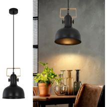 Suspension E27 Vintage de table à manger, noire lampe de salon avec abat-jour en Métal max. 40W pour chambre, cuisine, bar, couloir - ZMH