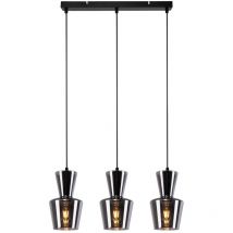 Suspension - lampe suspension salon E27 lampe table à manger gris fumé lampe suspension 3 flammes verre vintage lampe suspension rétro salle à manger