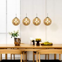 Suspension table à manger lustre G9 - 4 flammes en verre réglable en hauteur suspension cuisine salon lampe chambre lampe couloir lampe - ambre - ZMH