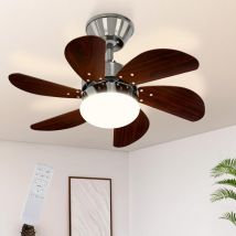 Ventilateur de plafond avec télécommande Silencieux - Plafonnier 6 pales Ø75cm Plafonnier temporisé Ventilateur de plafond Eté/Hiver Chambre à