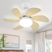 Ventilateur de plafond avec télécommande Silencieux - Plafonnier 6 pales Ø75cm Plafonnier temporisé Ventilateur de plafond Eté/Hiver Chambre à