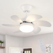 Ventilateur de plafond avec télécommande Silencieux - Plafonnier 6 pales Ø75cm Plafonnier temporisé Ventilateur de plafond Eté/Hiver Chambre à