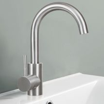 ZMH - Robinet de salle de bains Nickel brossé Robinet de lavabo - Robinet rotatif 360° Robinet d'eau froide haute pression en acier inoxydable
