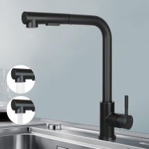 ZMH Robinet de cuisine Robinet de cuisine extractible - Mélangeur avec douchette Robinet d'évier rotatif 360° Robinet en acier inoxydable avec 2