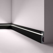 NMC - Zócalo IL11 black wallstyl Noel Marquet Moldura decorativa Perfil de estuco Luz indirecta diseño moderno negro 2 m