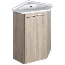 Aqualine - zoja Vanity Corner Unit 39x74x39cm, placage de chêne