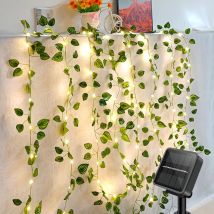 Zolginah Guirnalda De Luces Solares Para Exteriores, Hiedra Artificial 10m 100 Leds, Guinguette Impermeable 8 Modos De Luz Decoración, Para Jardín, 