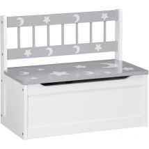 Zonekiz - 2 en 1 baúl de juguetes para niños de +18 meses banco de almacenaje infantil con tapa de cierre para sala de juego carga 50 kg 60x30x50 cm