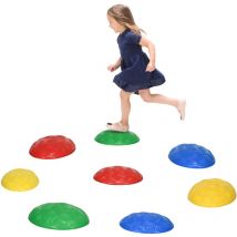 Zonekiz - Balance River Stones w/ Non-Slip Mats for Ages 3-8 Years 8PCs - Multi-colour