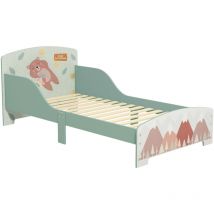 Zonekiz - cama infantil de madera 143x77x60 cm cama para niños de 3-6 años con barreras de protección y estampados carga máx. 40 kg moderno