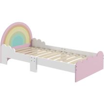 Zonekiz - Cama Para Niños De 3-6 Años 143x74x66 Cm Cama Infantil De Madera En Forma De Arcoíris Mueble De Dormitorio Moderno Carga 80 Kg