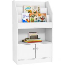 ZONEKIZ estantería juguetes infantil librería para niños de +3 años para juguetes libros zapatos con 3 compartimentos y 2 armarios 60x29,5x100 cm