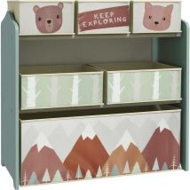 Estantería Para Juguetes Con 6 Cajas De Tela No Tejida Extraíbles Organizador De Juguetes Para Niños De 3-8 Años Para Dormitorio 63x30x66 Cm - Zonekiz