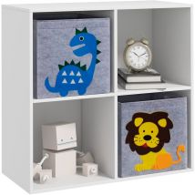 Zonekiz - estantería para juguetes infantil con 4 compartimientos de almacenaje y 2 cajones de tela no tejida con imagen de animales 61,8x29,9x61,8 cm