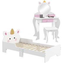 Zonekiz - Kids Bedroom Furniture Set Unicorn Design for 3-6 Years - White