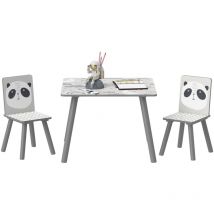 Zonekiz - Kids Table and Chairs, Children Desk with Two Chairs, Three Piece Grey