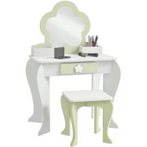 Zonekiz - Kids Vanity Table Set, Beauty Flower Design, for Ages 3-6 Years - White