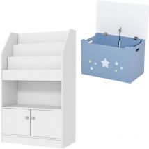 ZONEKIZ Set 2 Pezzi con Cassapanca per Bambini e Mobile Libreria per Bambini