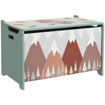 Toy Box, Kids Toy Chest with Lid, Safety Hinge, Cute Design Green - Zonekiz