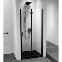 Polysan - zoom black Porte de douche Alcove 900 mm, verre clair, droite