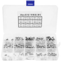 LiebeWH 250pcs Vollnieten, M2-M5 Edelstahl Rundkopf Rändelschaft Niet Sortiment Set Hardware Werkzeuge - Zoternen