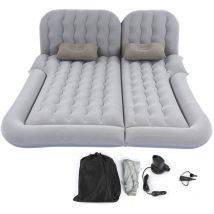 Zoternen Matelas de voyage gonflable multifonction 2 en 1, coussin de repos doux en PVC floqué pour voiture SUVGray