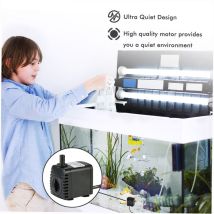 Zoternen - Pompe à eau Submersible 600L/H 8W, pour fontaines de table d'aquarium, jardins d'étang et systèmes hydroponiques avec 2 buses AC220-240V