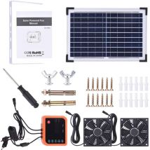Zoternen - Solar-abluftventilator Für Haustiere Mit 2 Wiederaufladbaren Panels, Umwälz-timer-funktion Für Gewächshäuser, Remid-garagen, Hühnerställe