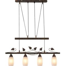 Nowa - Zugpendelleuchte Hängelampe Esszimmerlampe Höhenverstellbar Glas Alabaster Rost