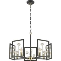 Zumaline Lighting - Zumaline caroline Plafonnier suspendu, noir mat, or français, verre, 5x E14