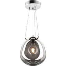 Zumaline Lighting - Zumaline moon Plafonnier Dome 25cm, Fumé, Chrome, 1x E27