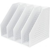 Memkey - Zusammenklappbarer Zeitschriftenständer mit 4 Fächern, verstellbare Aufbewahrungsbox, Schreibtisch-Organizer, Buchstützen, Dokumentenhalter,