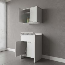 Waschraum-komposition Mit Schrank Und Hängeschrank Mit 2 Türen Comp 2 Negrari