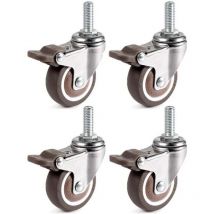 ZVD-4 Pieces Swivel Wheels, 25mm M6 x 15mm Pole Furniture Casters for Trolleys-
