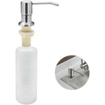 ZVD-Kitchen Sink Soap Dispenser, 350ML Kitchen Stainless Steel Built-in Detergent Dispenser, Refillable Soap Dispenser with 360° Rotating Pump