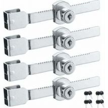 ZVD - Lot de 4 verrous de porte coulissante en verre avec finition chromée, clés identiques,petites,GU.B/bon thsinde--