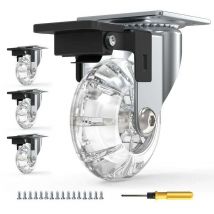 ZVD-Set of 4 Furniture Casters with Brakes, 360° Swivel Casters, Up to 600KG, No Marks on the Floor, Screws Included