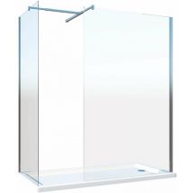 Giorgy - Doppelte Walk-in Duschwand Mit T-förmigem Oberen Stützarm 8 Mm Glas Reversibel Cm.100 Glas + Glas 80