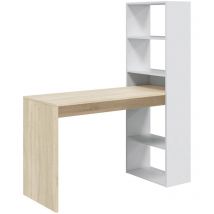Miroytengo - Schreibtisch Denton, Wendeschreibtisch mit Bücherregal mit 5 Böden, Studier- oder Bürotisch für PC-Buchhalter, cm 120x53h144, Weiß und