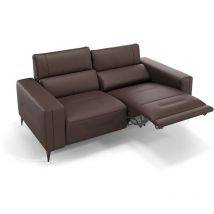 Sofanella - Leder 2-Sitzer teramo Braun 176 x 101 x 89 cm Füße: Schwarz - Braun