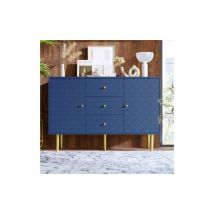 Zxpasra - aiducho Commode avec 2 portes et 3 tiroirs, certifié fsc , étagère réglable, pour chambre salon, bleu marine-H82/L120/P40 cm